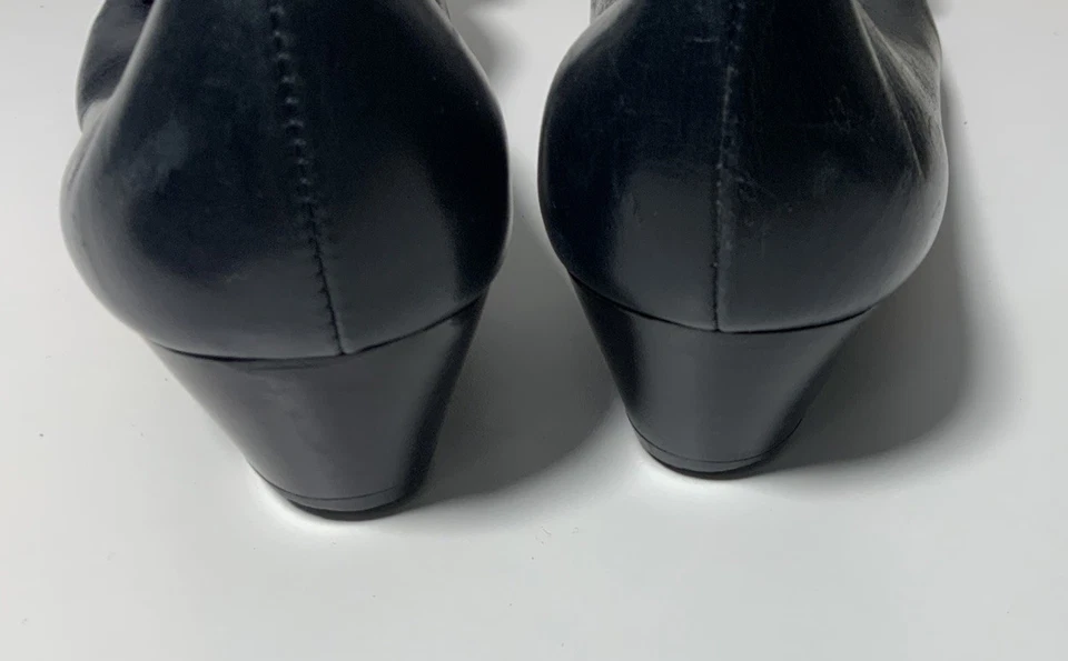 Винтажные женские туфли SALVATORE FERRAGAMO M.I.Italy синяя кожа / логотип PVGC - Изображение 3 из 4