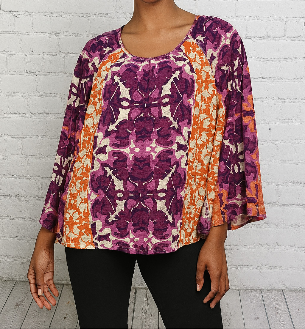 Chicos Blouse Size 0 US Small Patchwork Boho Abst… - image 1