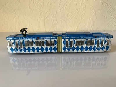 T ) Siku 1615 Straßenbahn - München Weltstadt mit Herz - Blau- Weis -