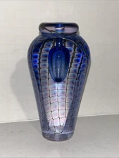 Tom Philabaum Signed 1996 Reptilian Iridescent Art Glass Perfume Bottle 4 3/4" T