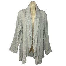 Flax Textured Open Front Linen Cotton Jacket Oversized Lagenlook Casual Sz 0/S