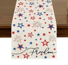 4th of July Patriotic Table Runner 13 x 72 Inch Burlap Memorial Day Independence