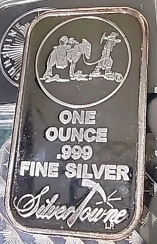 One Ounce SilverTowne Prospector Mule 1 oz .999 Fine Silver Bar Uncirculated