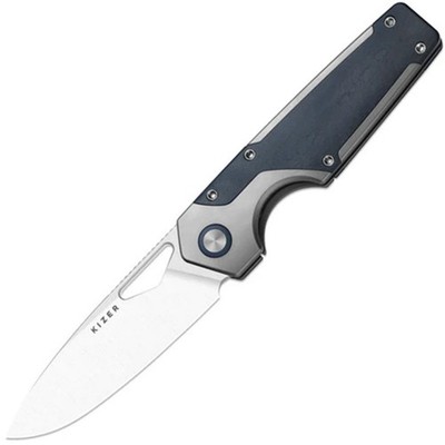 Kizer Cutlery Serpentine Titanium & Blue Richlite Folding M390 Knife 3759FDA3