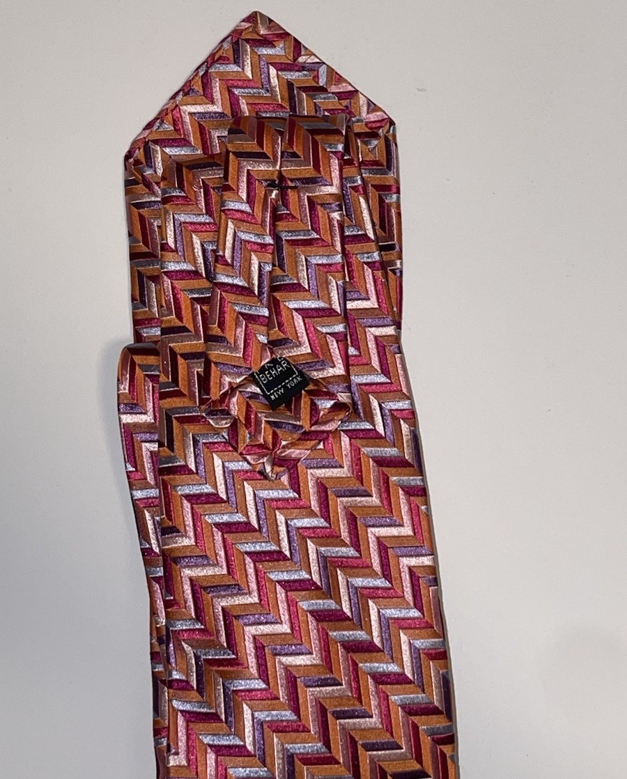 Ike Behar Orange/Multicolor Zig Zag Pattern Textu… - image 7