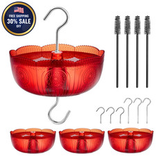 Ant Moat Hummingbird Feeder 4 Pack 6oz Ant Guard Stopper Red Vintage Style NEW 