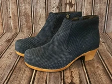 Sz 37 / 6.5-7 Dansko Maria Blue Milled Nubuck Snake Print Ankle Boots VGUC!