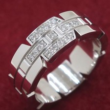 Cartier Tank Francaise Diamond Band Ring size US5 EU49 18K White Gold Auth #2479