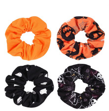 4 Pack Halloween Scrunchies Spooky Orange Pumpkin Hair Ties for Women Girls