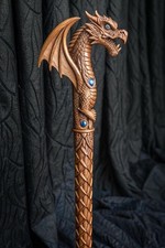 Wooden walking stick hand carved Dragon handmade wooden walking cane