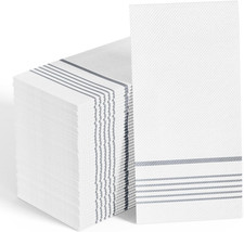 200 Paper Dinner Napkins, 2 Ply Silver Guest Hand Towels for Parties