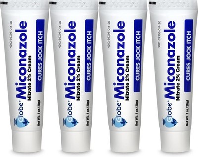 Globe (4 Pack) Miconazole Nitrate 2% Antifungal Cream, Cures Most Athletes Foot.