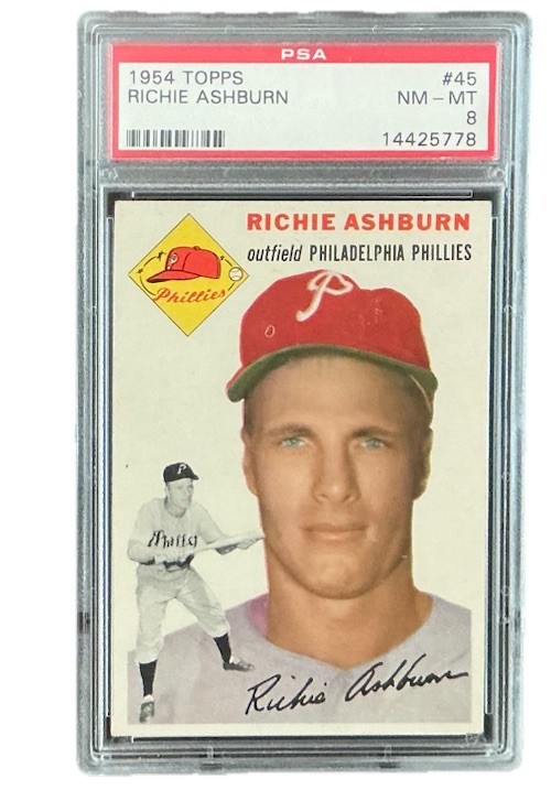 1954 Topps PSA 8 NM-MT Richie Ashburn HOF #45 Philadelphia Phillies