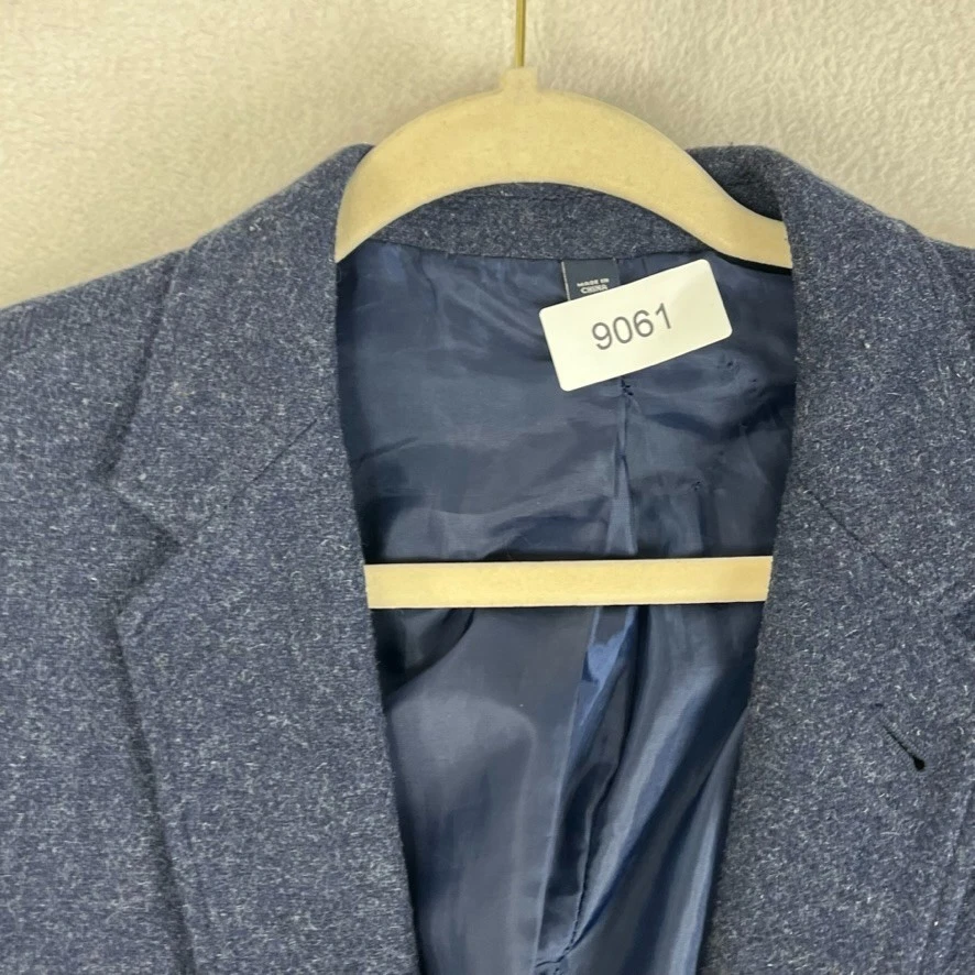 J Crew Sportcoat Men's 42R Navy Tweed Blazer Suede Elbow Patches Jacket Wool - Image 4 of 4