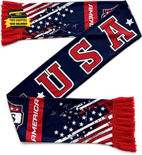 USA Soccer Fan Scarf, America Team Supporter Scarf Double-Sided for 2026 World I