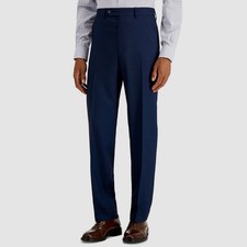 Nautica Men's Blue Birdseye Modern-Fit Flat-Front Stretch Suit Pant Size 41W