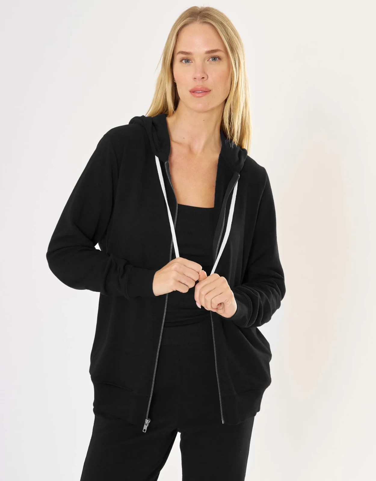 $198 MAISON WHEAT Richmond Unisex Zip Hoodie | Black | XL