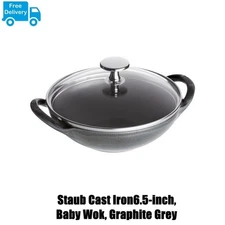Staub Cast Iron6.5-inch, Baby Wok, Graphite Grey