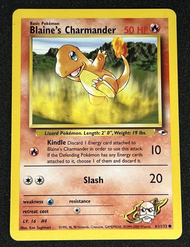 Blaine's Charmander 61/132 WOTC Gym Heroes - Non-Holo Common Pokemon Card MP