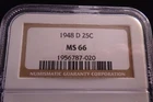 1948-D Washington Silver Quarter NGC MS66