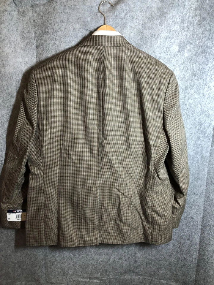 Chaps Blazer Para Hombres 48R Marrón Azul Pata de Gallo Cosby Abrigo Deportivo Chaqueta 2 Botones Foto 4 de 4