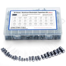 Electrolytic Capacitor Assortment Kit 500 PCS 24-Value 0.1uF-1000uF 10V 50V