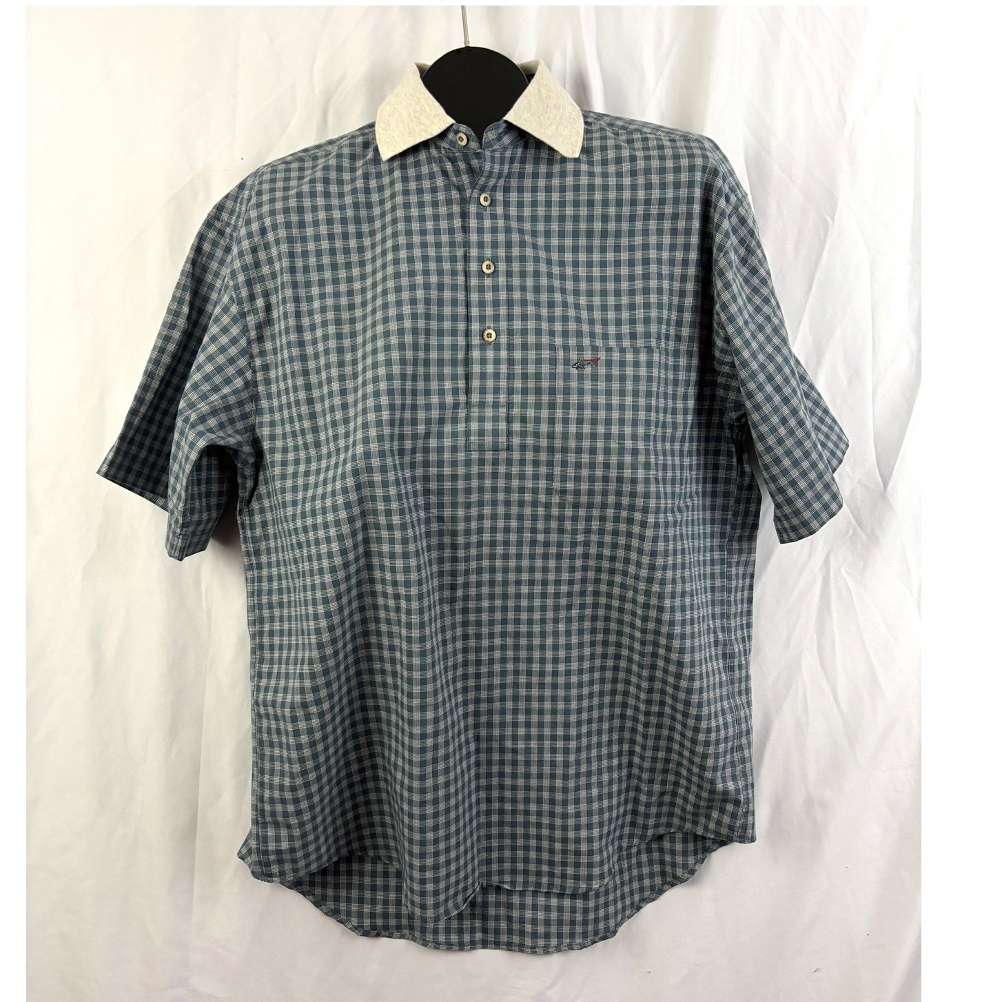 Vtg 1996 Greg Norman Collection Plaid Golf Polo Shirt M Blue Short Sleeve NWT