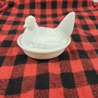 VTG Westmoreland 5.5” Milk Glass Hen On Nest All White Split Tail