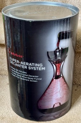 Rabbit Super Aerating Decanter System 3 Piece Set Hand Blown Crystal Boxed @