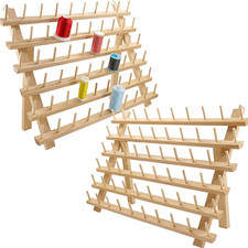 2X60 Spools Wooden Thread Rack/Thread Holder Organizer with Hanging Hooks for Em