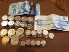 Canada Currency Lot, Notes and Coins, 80.50 CAD Total