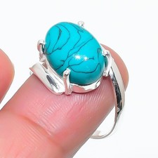 Green Turquoise Gemstone 925 Sterling Silver Jewelry All Size Ring For Gift