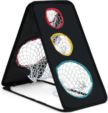 Dual-Sided Golf Chipping Net Triple Target Training System with 5 Holes Triangul