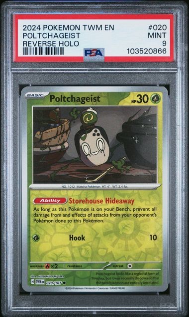 2024 POKEMON TWM EN #20 POLTCHAGEIST REVERSE HOLO PSA 9 TWILIGHT POP 1 NO HIGHER