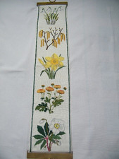 Kreuzstich Stickbild Blumen Wandbehang Handarbeit dänisch fertig gerahmt 70x15