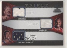 2008 SP Rookie Threads Triple Derrick Rose Joey Dorsey Chris Douglas-Roberts s5j
