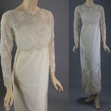 Vintage 60s Bergdorf Goodman wedding dress beaded silk w lace Small S