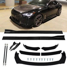 For Kia Stinger Front Bumper Lip Spoiler Splitter Gloss Black Body K Side Skirt