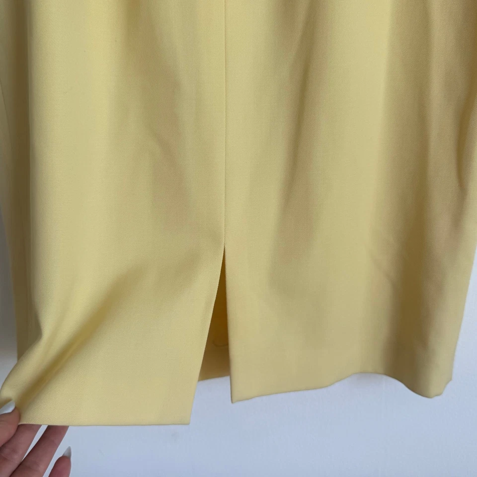Karl Lagerfeld Made in Italy Butter Yellow Wool Pencil Skirt VTG Quiet Luxury 40 - Image 3 of 4