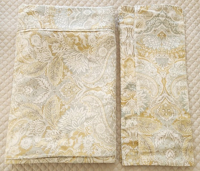 3PC POTTERY BARN CELESTE DUVET COVER 2 SHAMS YELLOW/GREY FLORAL FULL/QUEEN
