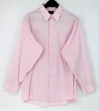 Arrow Shirt Mens 17.5 34/35 Pink Long Sleeve Wrinkle Free Dress Button Front