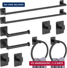KLJKPA 10-Piece Bathroom Accessories Set, 24 inch Towel Bar Black Bathroom Har