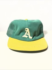 Vtg 80  s Oakland A's Athletics Baseball Trucker Cap Snapback MLB Mesh No S