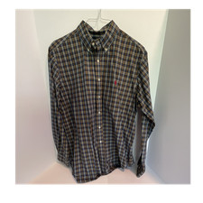Ralph Lauren Men's Classic Fit Plaid Long Sleeve Blue Shirt Size 16 1/2 L