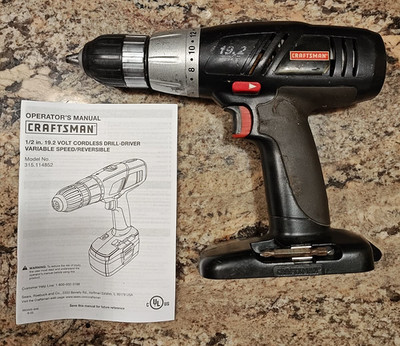 Craftsman 315.114852 19.2V C3 Cordless 2-Speed 1/2'' Drill Driver W Manual Tested