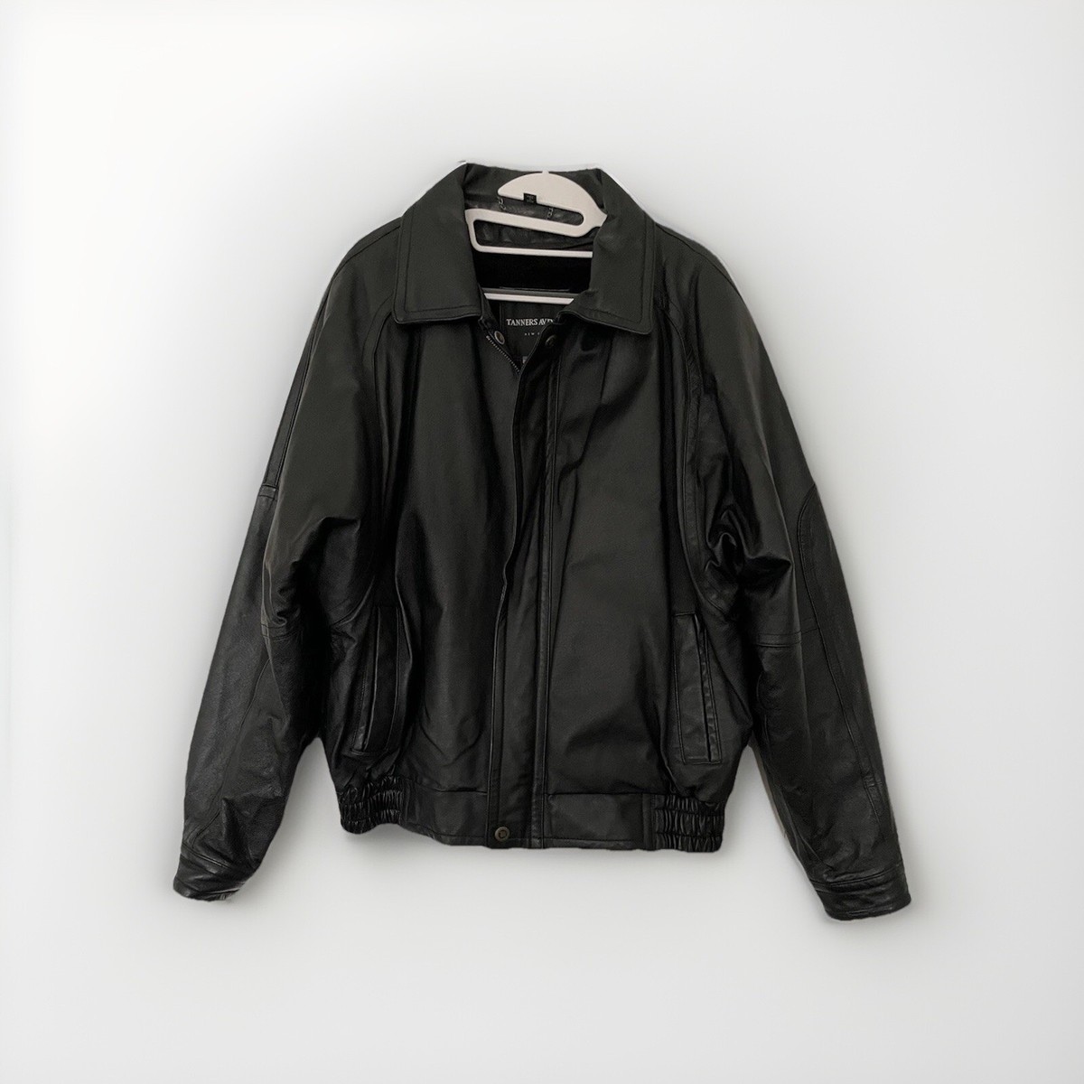 Tanners Avenue Biker Jacket Men's M Medium Black 100% Leather