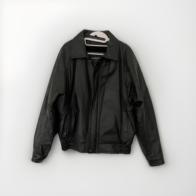 Tanners Avenue Biker Jacket Men's M Medium Black 100% Leather