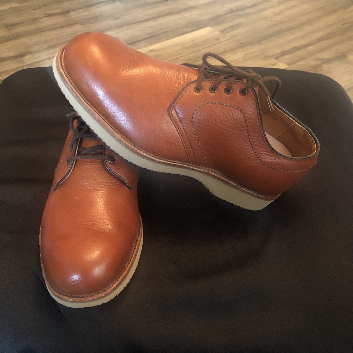 Mens Alden Size 8 E Wide Hand Made Brown Leather Plain Toe 