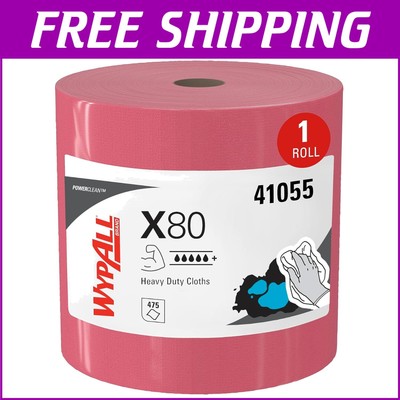 PowerClean X80 Jumbo Roll of 475 Durable Wipes - Ideal for Tough Grime Removal
