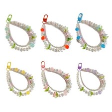 Double Layer Flower Beaded Pendant Phone Straps Fashion Bag Charm Decoration